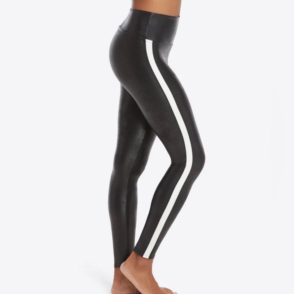 SPANX Faux Leather Stripe Leggings